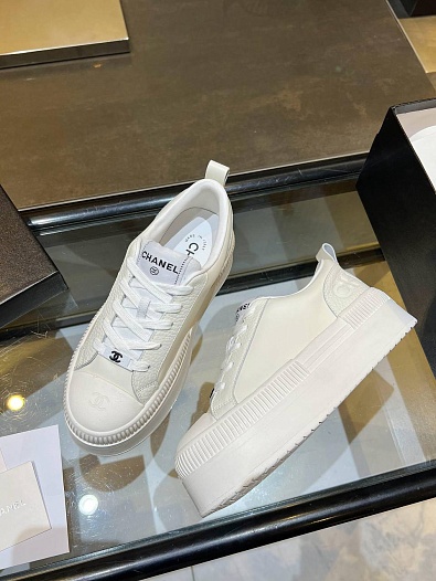 Женские кожаные кроссовки Chanel premium   