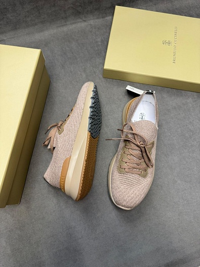Мужские кроссовки Brunello Cucinelli knitted - Beige   