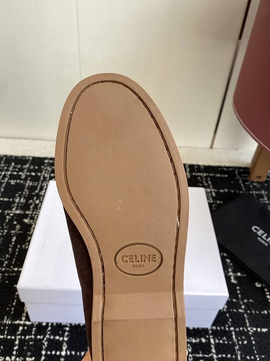 Женские замшевые лоферы Celine premium - Brown