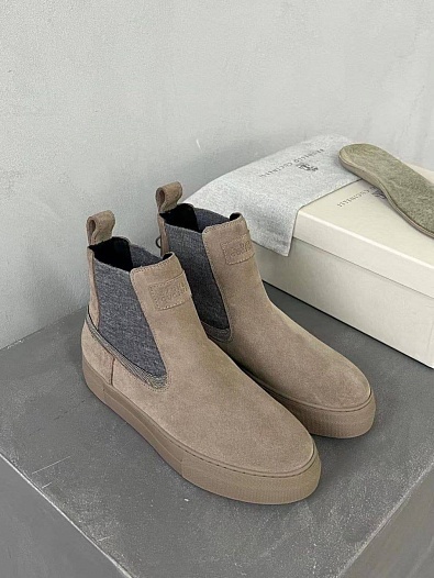 Женские замшевые ботинки Brunello Cucinelli Premium - Beige   