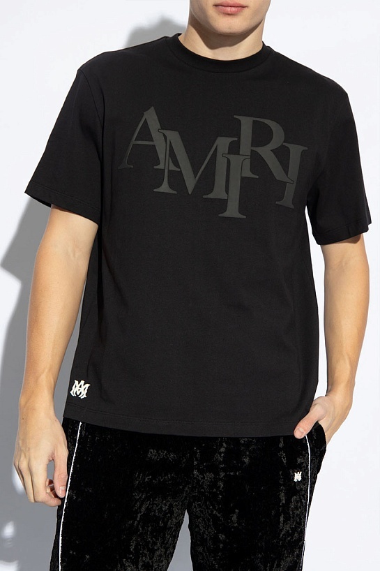 Футболка чёрного цвета Amiri staggered logo