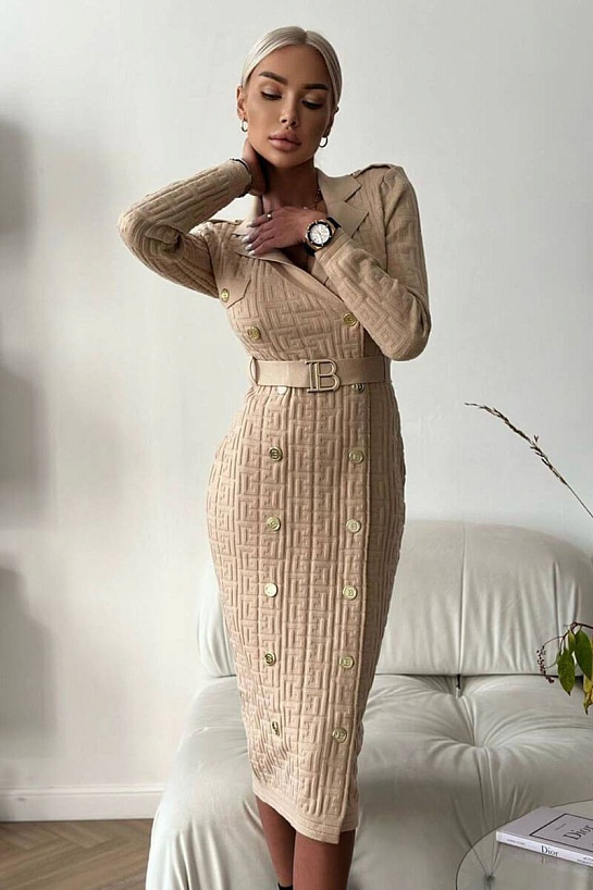 Женское бандажное платье с ремнем Balmain