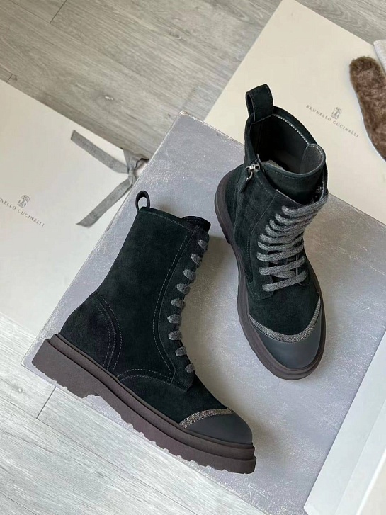 Женские замшевые ботинки Brunello Cucinelli Premium - Green
