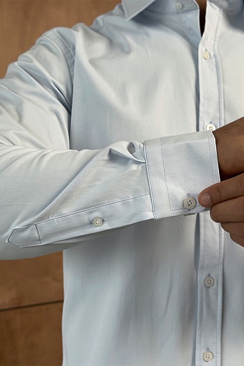 Мужская голубая рубашка Loro Piana logo-embroidered   