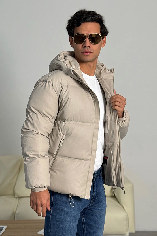 Мужской пуховик Prada Linea Rossa - Beige