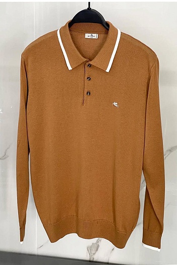 Поло с длинным рукавом Etro Pegaso logo - Brown   