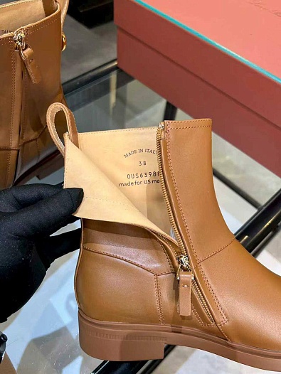 Женские кожаные сапоги Loro Piana premium - Chestnut   