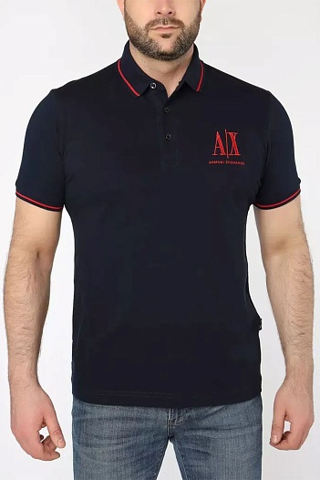 Тёмно-синее поло Armani Exchange embroidered-logo   