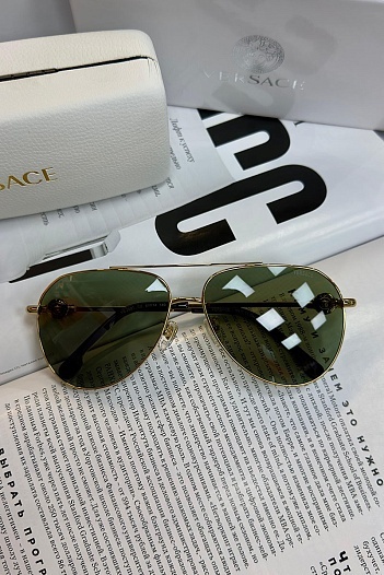 Солнцезащитные очки Versace Aviator - Green / Gold   