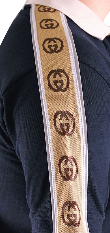 Тёмно-синее поло Gucci Interlocking G stripe