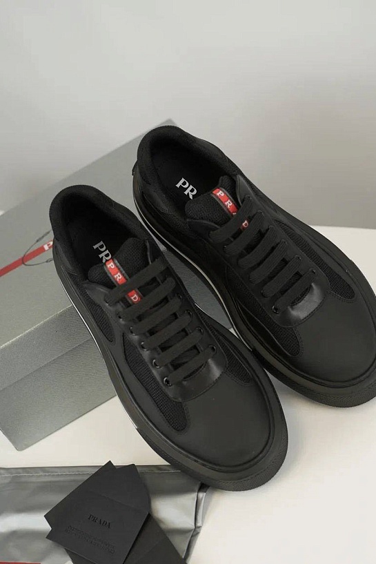 Комбинированные кроссовки Prada logo-stripe - Black