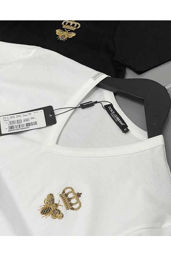 Чёрная футболка Dolce & Gabbana crown bee V-neck