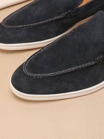 Мужские замшевые лоферы Loro Piana Summer Walk - Grey   