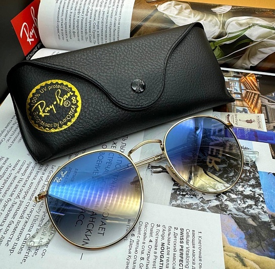 Солнцезащитные очки Ray-Ban Round Metal - Blue / Gold