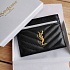 Кожаный чёрный кардхолдер Yves Saint Laurent 10.5x7.8 см