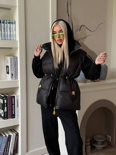 Женский костюм тройка на флисе Schiaparelli premium - Black   