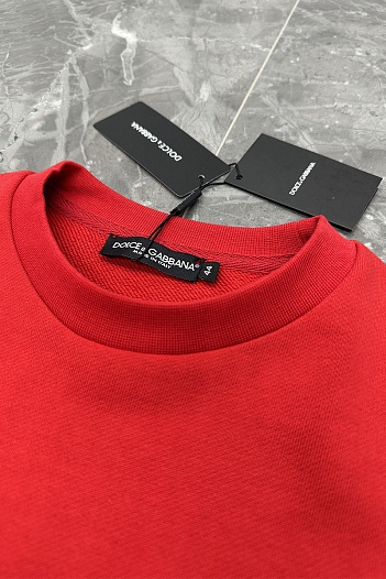 Красный оверсайз свитшот Dolce & Gabbana logo-plaque   