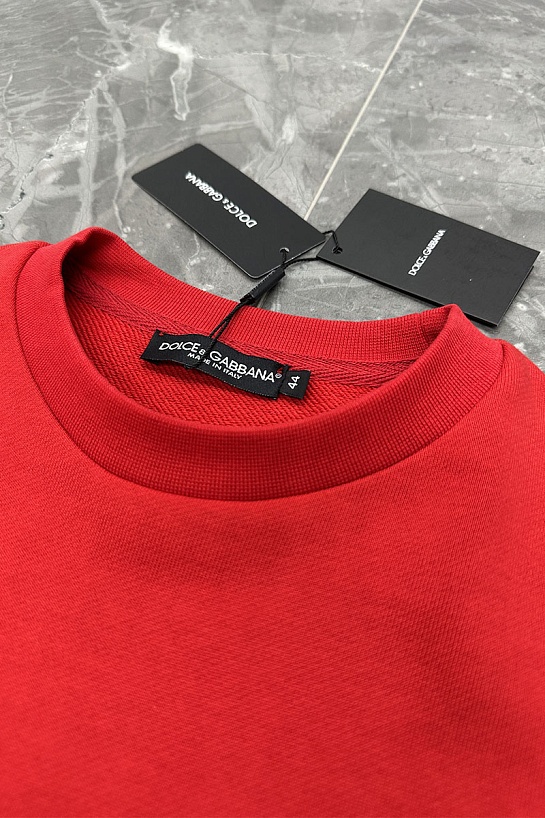 Красный оверсайз свитшот Dolce & Gabbana logo-plaque