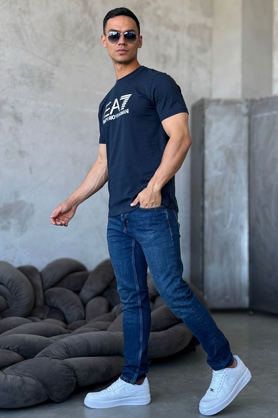 Мужская тёмно-синяя футболка Emporio Armani 7