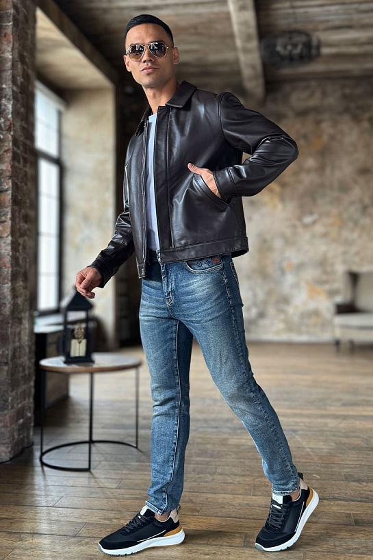 Мужская кожаная куртка Loro Piana Premium