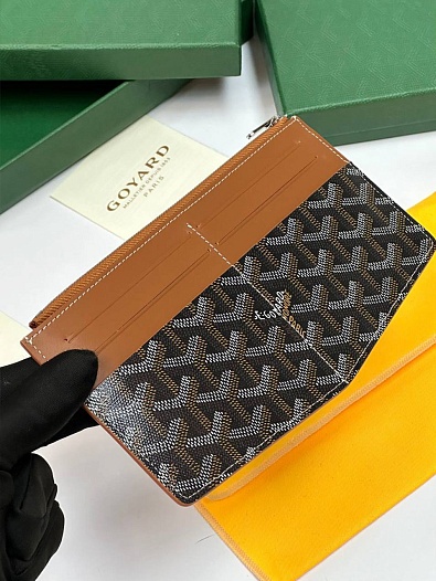 Кожаный кошелек Goyard Insert Louise Premium 21x11см - Brown   