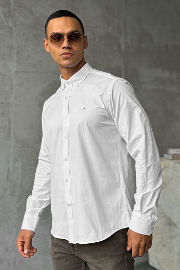 Мужская рубашка Tommy Hilfiger flag embroidery - White   
