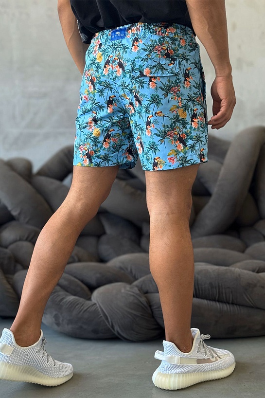 Мужские голубые шорты Etro floral-pattern