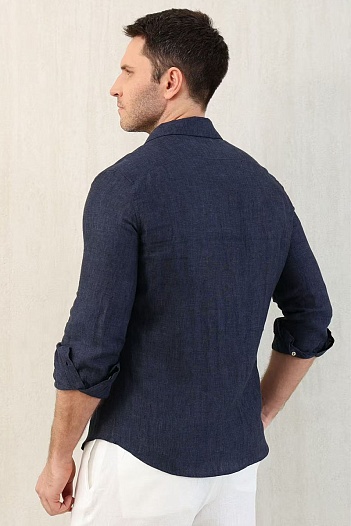 Льняная рубашка Brunello Cucinelli Premium - Navy   