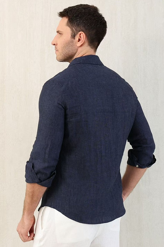 Льняная рубашка Brunello Cucinelli Premium - Navy