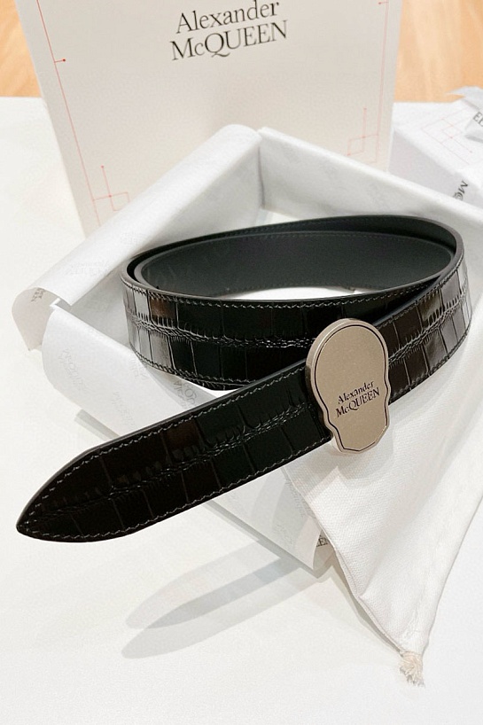 Кожаный ремень Alexander McQueen Skull Premium (ширина 3.5 см)