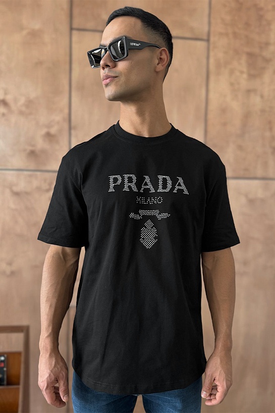 Мужская чёрная футболка Prada