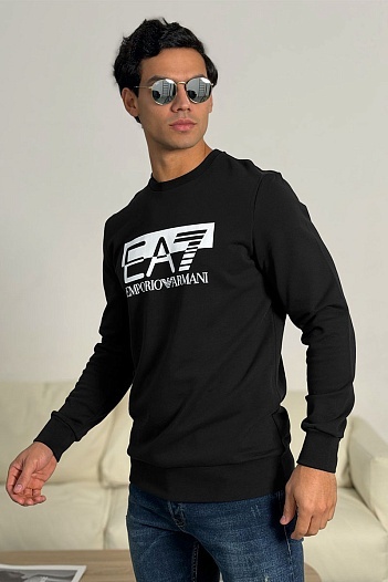 Чёрный свитшот Emporio Armani 7 logo-print   