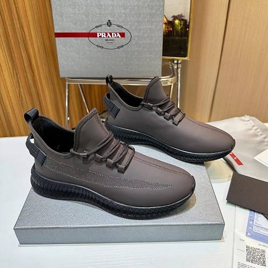 Мужские кожаные кроссовки Prada lace-up - Brown