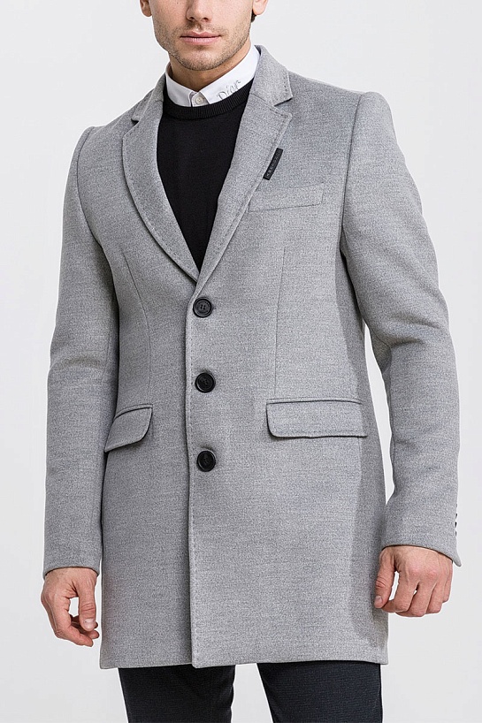 Серое мужское пальто Burberry logo label