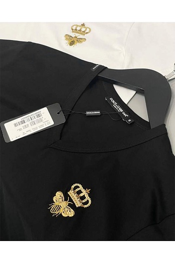 Чёрная футболка Dolce & Gabbana crown bee V-neck   