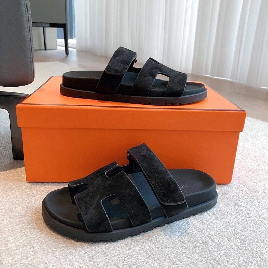 Женские сандалии Hermes Premium - Black   