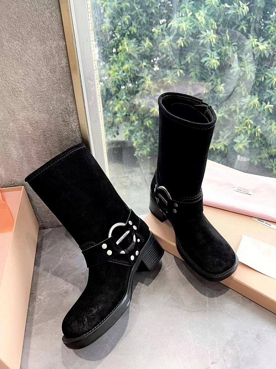 Женские замшевые сапоги MIU MIU Ankle Premium