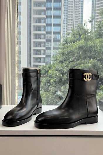 Женские кожаные сапоги Chanel premium   