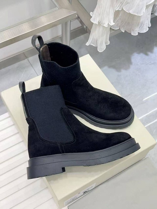 Женские замшевые сапоги Brunello Cucinelli premium - Black