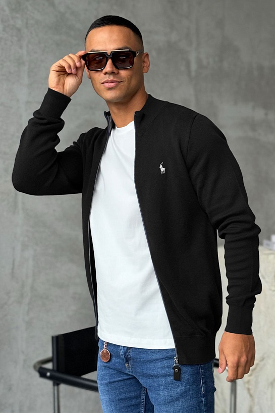 Мужская чёрная кофта Polo Ralph Lauren pony-embroidered