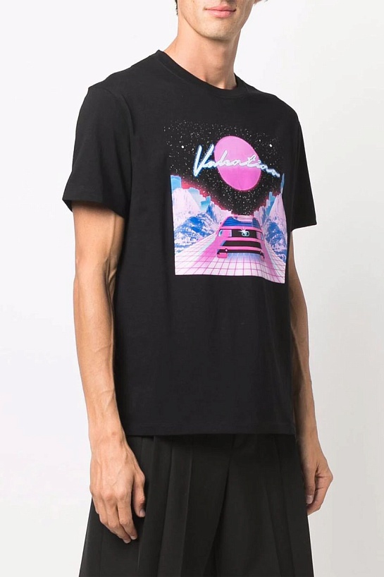Мужская чёрная футболка Valentino graphic-print