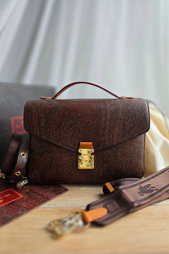 Кожаная сумка Etro с узором пейсли 24x17 см