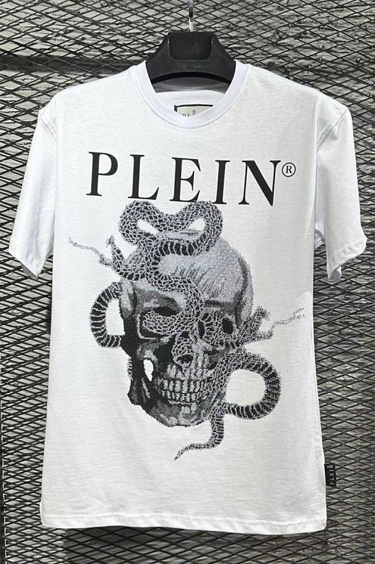 Белая футболка со стразами Philipp Plein Snake