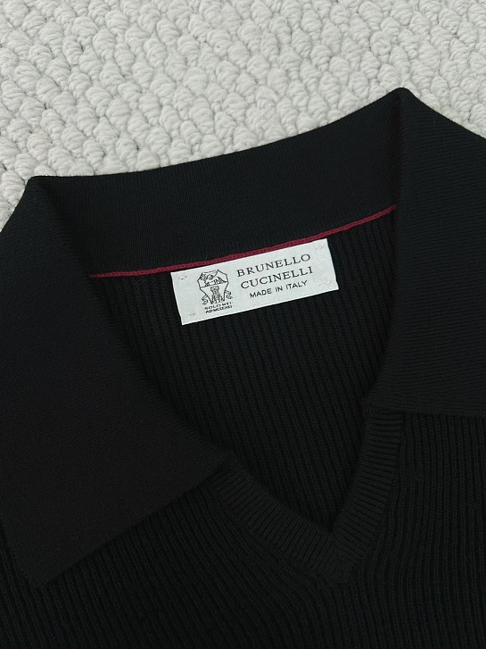 Мужское чёрное поло Brunello Cucinelli Premium