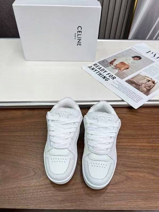 Женские кожаные кроссовки Celine Premium - White