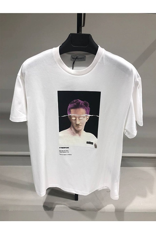 Белая оверсайз футболка Neil Barrett "Cyberpunk"