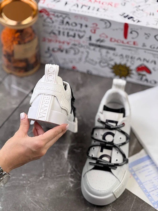 Белые кожаные кроссовки Dolce & Gabbana