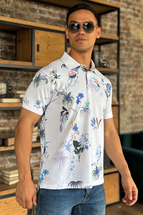 Мужское поло Etro "Floral" - White