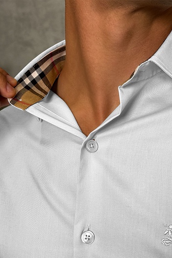 Мужская рубашка Burberry logo-embroidered - White   