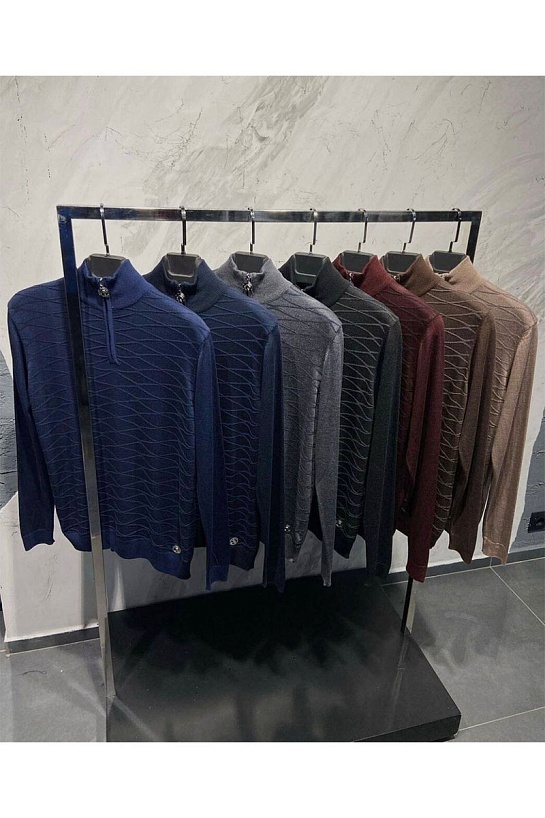 Классическая кофта Stefano Ricci тёмно-синего цвета logo-plaque